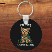 Porte-clés Yorkshire Terrier Christmas I'm Fine Everything Is (Recto)