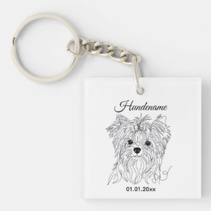Porte-clés Yorkshire Terrier dessin en une ligne personnalisa
