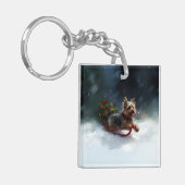 Porte-clés Yorkshire Terrier neige de Noël hiver (Devant gauche)