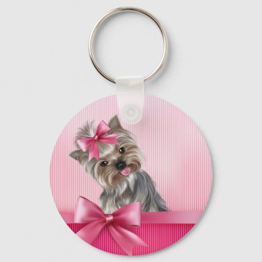 Porte-clés Yorkshire Terrier Pink Princess Yorkie Puppy Dog (Recto)