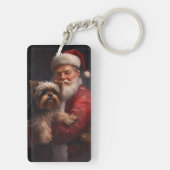 Porte-clés Yorkshire Terrier Santa Claus Festive Noël (Dos)