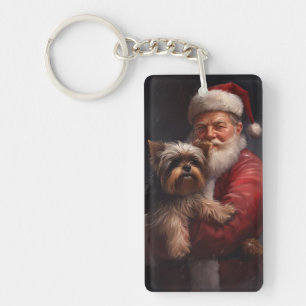 Porte-clés Yorkshire Terrier Santa Claus Festive Noël