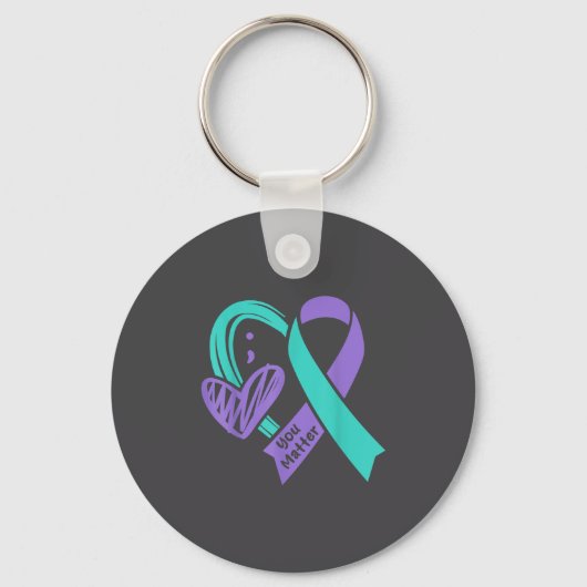 Porte-clés You Suicide Prevention Awareness Teal Purple Heart (Recto)