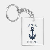 Porte-clés Your Boat Name Anchor Blue Captain (Devant gauche)