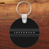 Porte-clés Your Custom Text & Modern Stripes | Black & White (Recto)