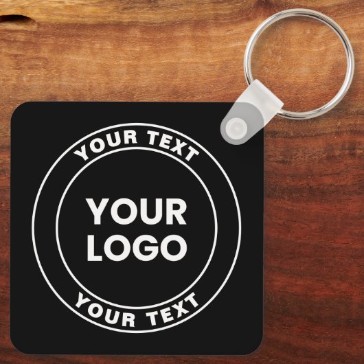 Porte-clés Your Uploaded Logo + Bold Circular Text  (Verso)