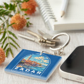 Porte-clés Zadar Croatie Emblem d'art de voyage (Devant Droit)