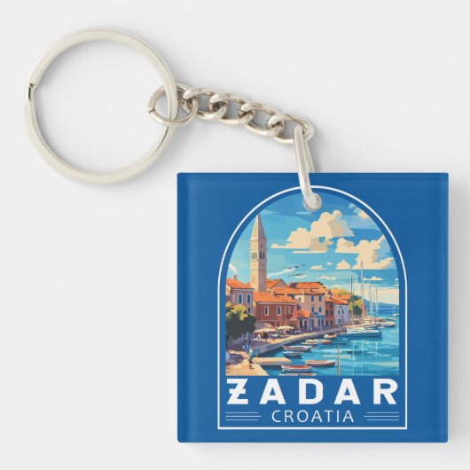 Porte-clés Zadar Croatie Emblem d'art de voyage (Devant)