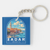 Porte-clés Zadar Croatie Emblem d'art de voyage (Dos)