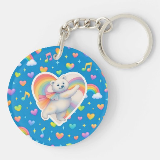 Porte-clés Zarah Dancing Polar Bear Keychain – Rainbow (Dos)