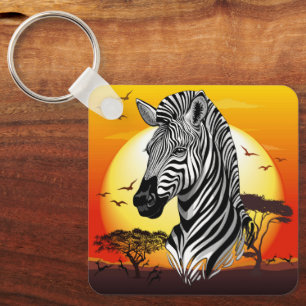 Porte-clés Zebra African Savanna Wild Animal