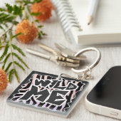 Porte-clés Zebra Black and Pink Wild me (Devant Droit)