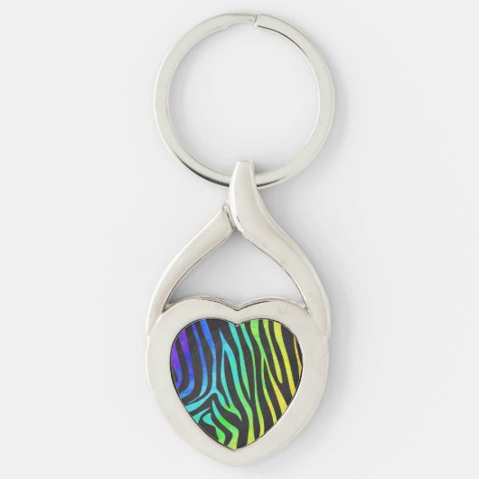 Porte-clés Zebra Black et Rainbow Print (Devant)