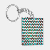 Porte-clés Zebra Chevron Impression Brown et Turquoise (Devant gauche)