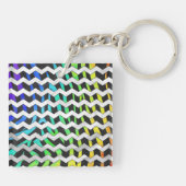 Porte-clés Zebra Chevron noir et arc-en-ciel (Dos)