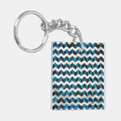 Porte-clés Zebra Chevron noir et bleu (Devant gauche)