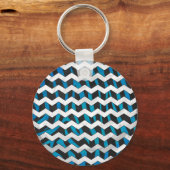 Porte-clés Zebra Chevron noir et bleu (Recto)