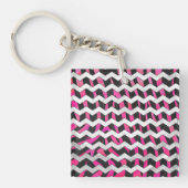 Porte-clés Zebra Chevron noir et rose chaud (Devant)