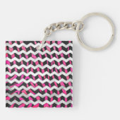 Porte-clés Zebra Chevron noir et rose chaud (Dos)