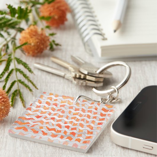 Porte-clés Zebra Chevron orange et blanc (Devant Droit)