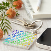 Porte-clés Zebra Chevron Rainbow et White Print (Devant Droit)
