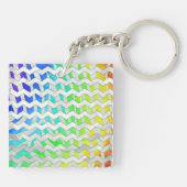 Porte-clés Zebra Chevron Rainbow et White Print (Dos)