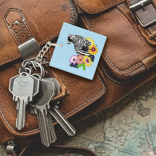 Porte-clés Zebra Daisies bleu