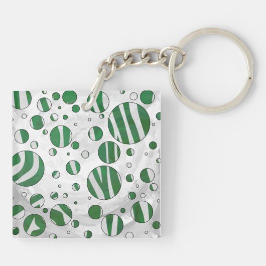 Porte-clés Zebra Green et White Polka Dot (Dos)