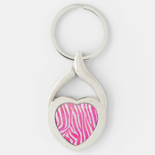 Porte-clés Zebra Hot Pink et White Print (Devant)