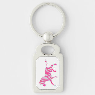 Porte-clés Zebra Hot rose et blanc Silhouette