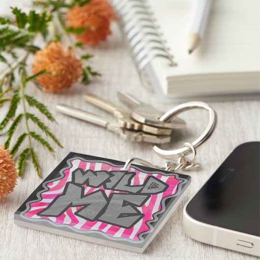 Porte-clés Zebra Hot Rose et White Wild Me (Devant Droit)