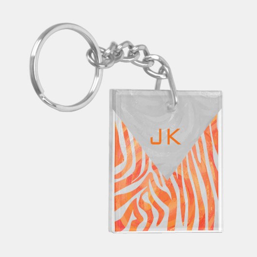 Porte-clés Zebra Monogram orange et blanc (Devant gauche)