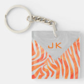 Porte-clés Zebra Monogram orange et blanc (Devant)