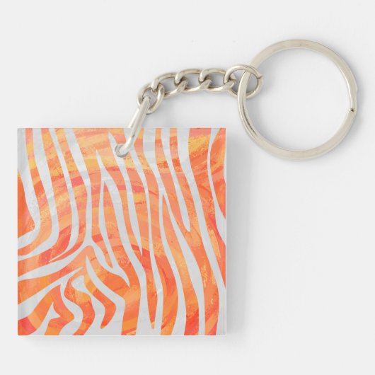 Porte-clés Zebra Monogram orange et blanc (Dos)