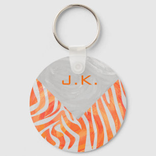 Porte-clés Zebra Monogram orange et blanc
