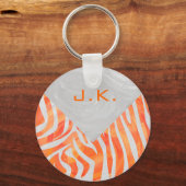 Porte-clés Zebra Monogram orange et blanc (Recto)