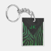 Porte-clés Zebra Monogramme noir et vert (Devant gauche)