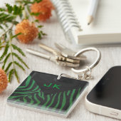 Porte-clés Zebra Monogramme noir et vert (Devant Droit)
