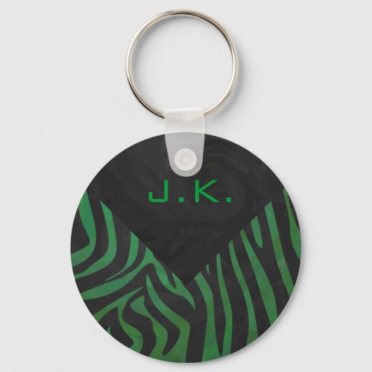 Porte-clés Zebra Monogramme noir et vert (Recto)
