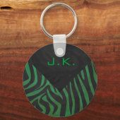 Porte-clés Zebra Monogramme noir et vert (Recto)