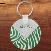 Porte-clés Zebra Monogramme Vert et Blanc Impression (Recto)