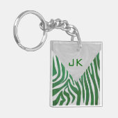 Porte-clés Zebra Monogramme Vert et Blanc Impression (Devant gauche)
