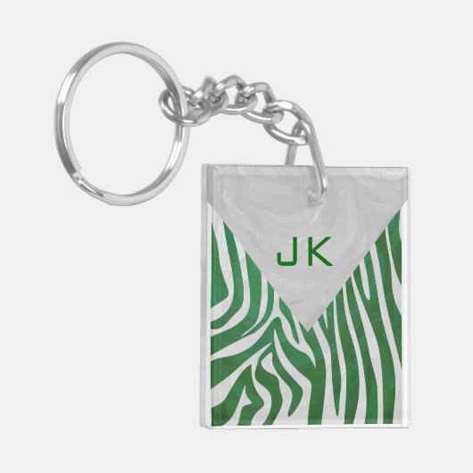 Porte-clés Zebra Monogramme Vert et Blanc Impression (Devant gauche)