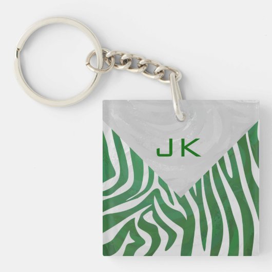 Porte-clés Zebra Monogramme Vert et Blanc Impression (Devant)
