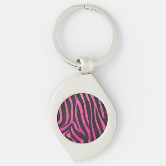 Porte-clés Zebra noir et rose chaud (Devant)