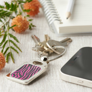 Porte-clés Zebra noir et rose chaud