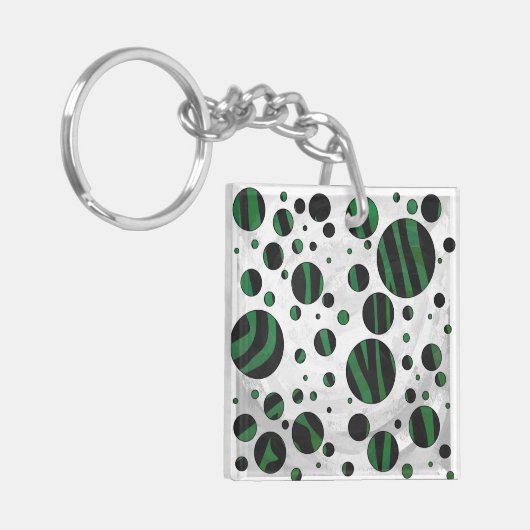 Porte-clés Zebra noir et vert Polka point (Devant gauche)