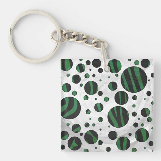 Porte-clés Zebra noir et vert Polka point (Devant)