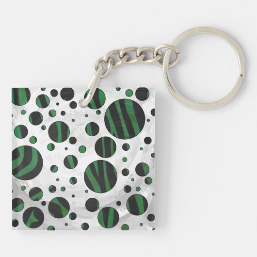 Porte-clés Zebra noir et vert Polka point (Dos)