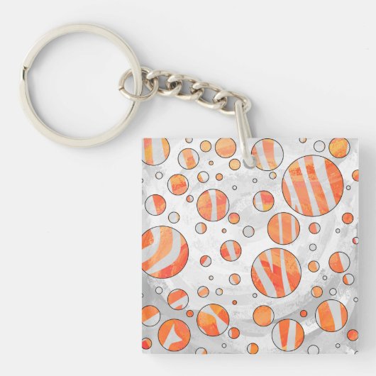Porte-clés Zebra Orange et White Polka Dot (Devant)